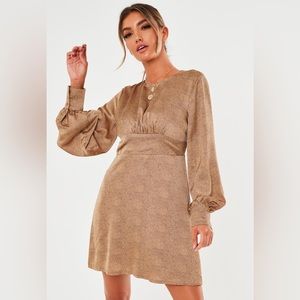 Missguided Gold Satin Mini Dress
